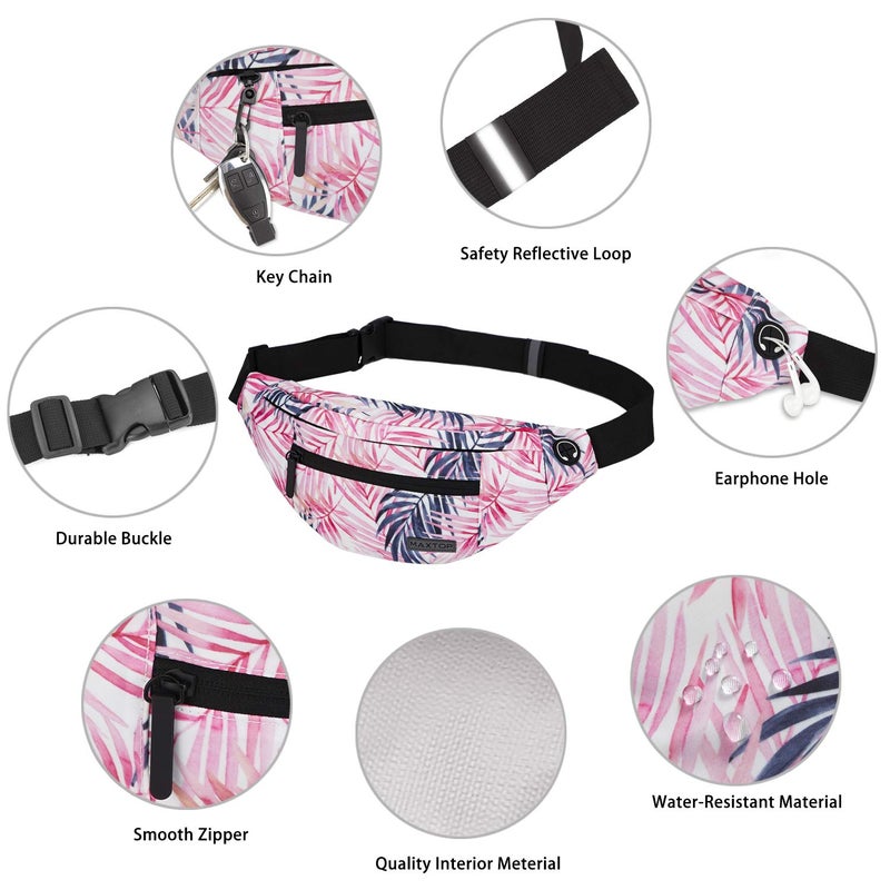Maxtop Fanny Pack for Women Men Large Waist Belt Bag with Headphone Jack and 4-Zipper Pockets for Hiking Traveling Outdoors Running Workout Casual Festival Gifts - Image 4
